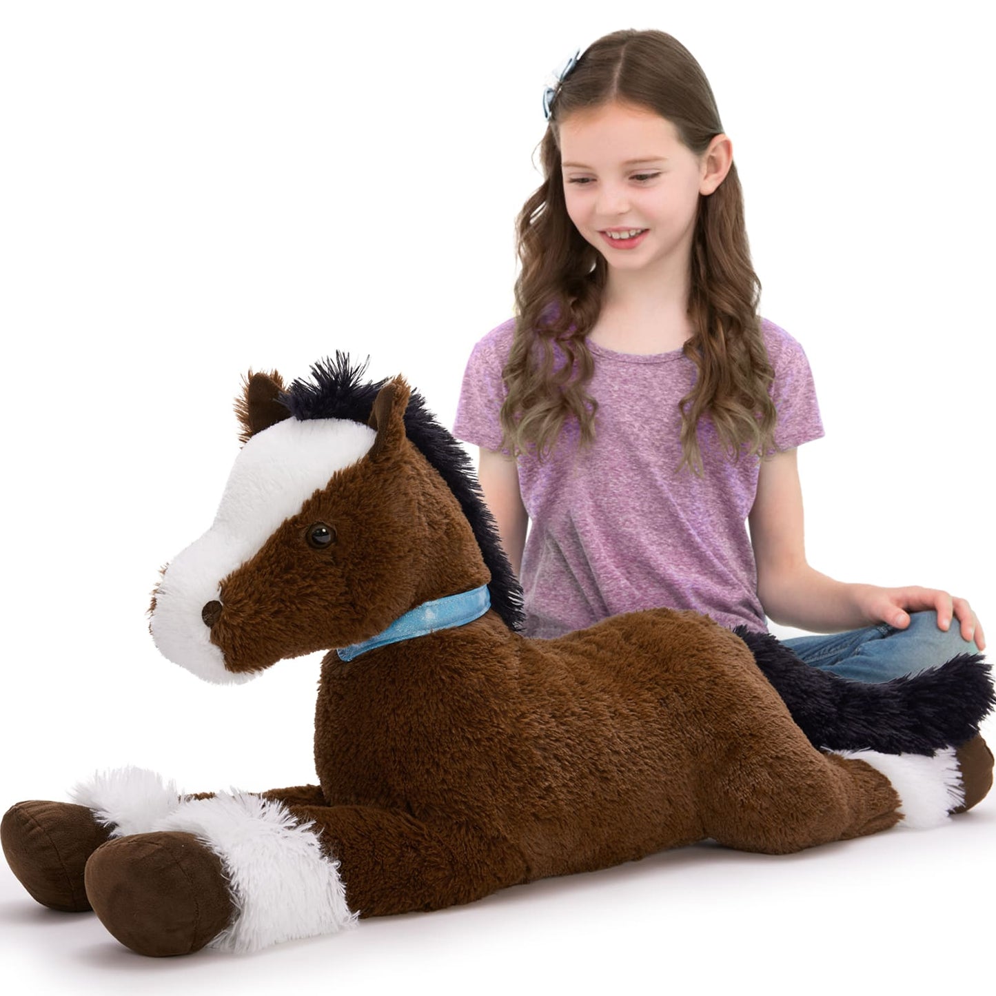 Big Horse Stuffed Animals - Coffee Massive Horse Plush Toys - 4 FT Huge Horse Plush Dolls - Farm Animal Plush Pillows - Cute Little Pony Plush Dolls - Christmas/Birthday/Baby Shower Gift Ideas
