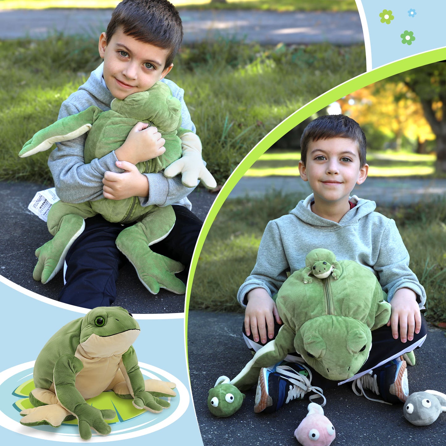Frog Stuffed Animals - Frog Tadpole Plush Toys - 5 Pcs Frog Stuffed Animals - Realistic Frog Tadpole Plush Dolls - Cute Cartoon Plush Pillows for Kids - Cozy Cushion Pillows - Christmas/Birthday Gift for Kids