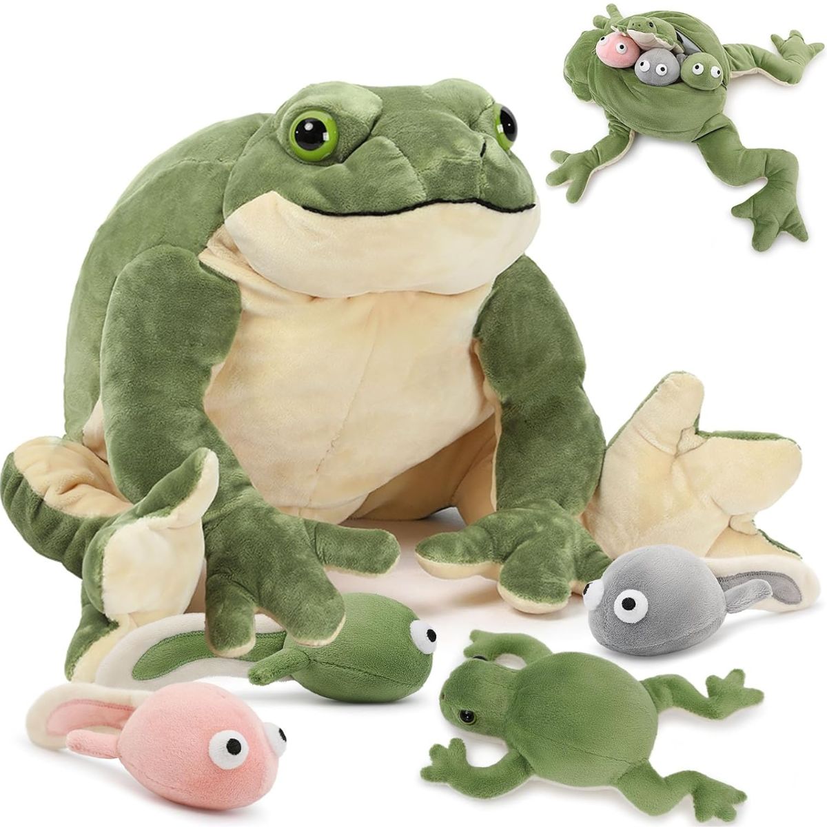 Frog Stuffed Animals - Frog Tadpole Plush Toys - 5 Pcs Frog Stuffed Animals - Realistic Frog Tadpole Plush Dolls - Cute Cartoon Plush Pillows for Kids - Cozy Cushion Pillows - Christmas/Birthday Gift for Kids