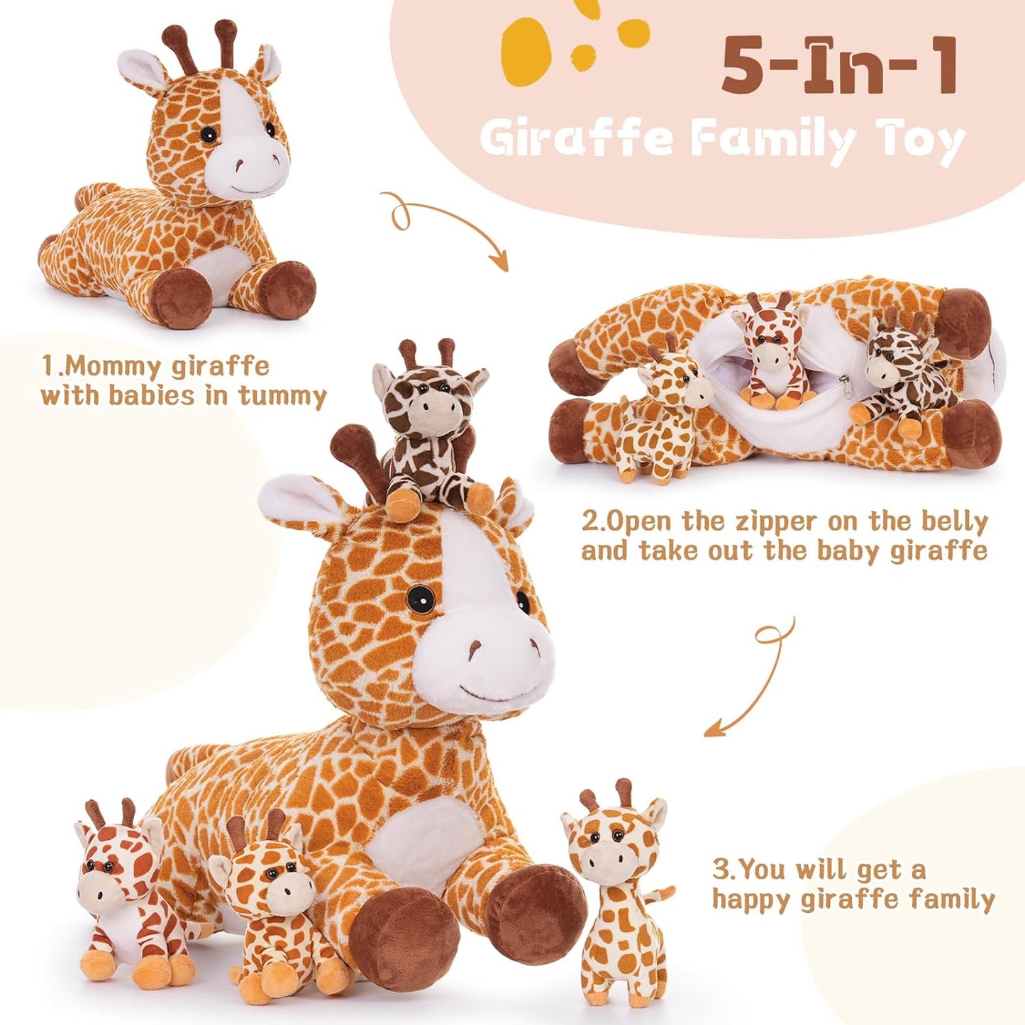 Giraffe Plush Toys Jungle Stuffed Animals, 22 Inches - MorisMos Jungle Plush toys Forest Stuffed Animals