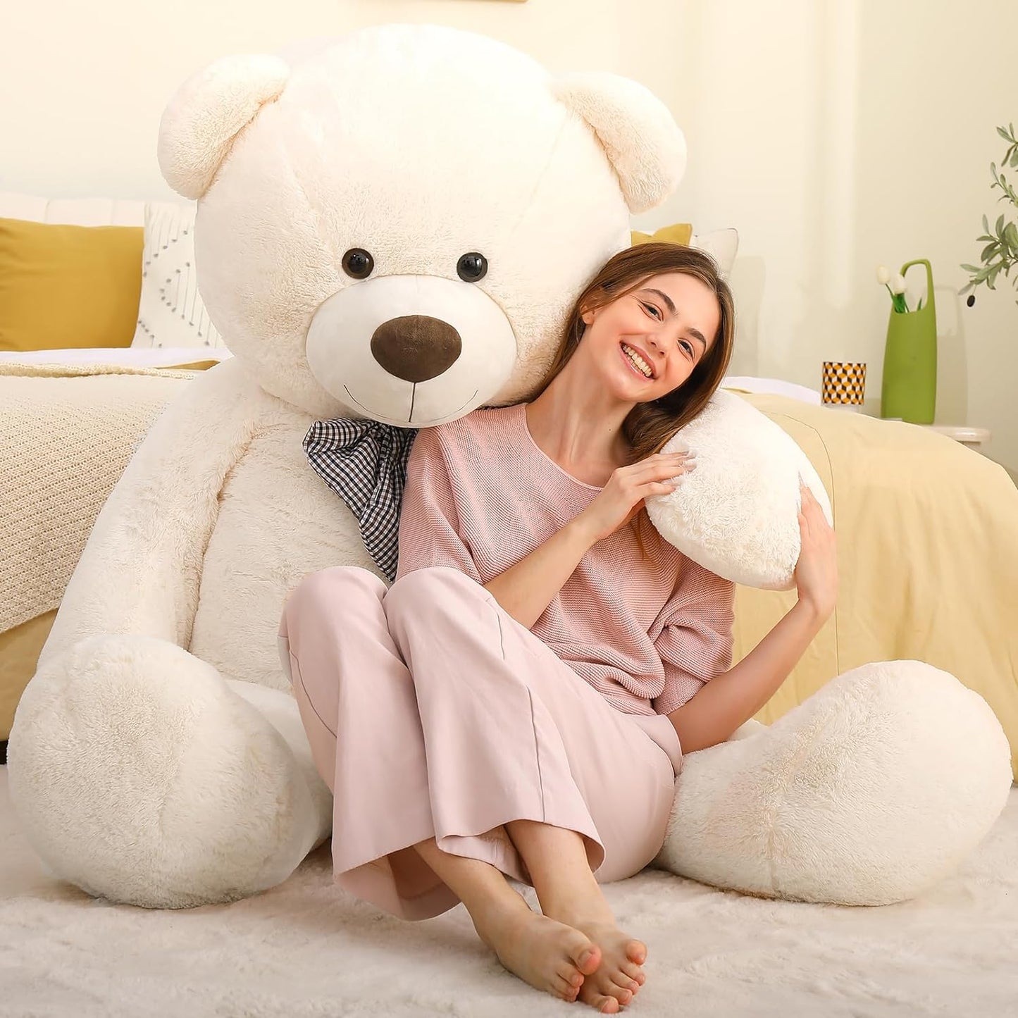 Giant 180 CM Beige Teddy Bear Plush Toys - 6 Feet Teddy Bear Stuffed Animals - Teddy Bear Plushies - Valentine's Day Gift for Girlfriend/Boyfriend - Romantic Confession/Propose Marriage Gift Ideas - Anniversary Gift for Wife/Husband - Teddy Bear Theme Baby Shower - MorisMos Stuffed Animals