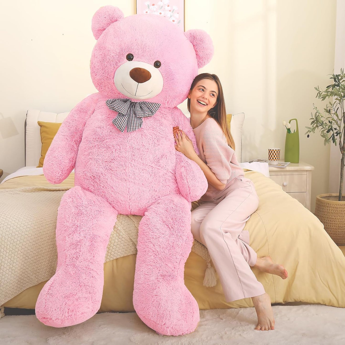 Giant 180 CM Pink Teddy Bear Plush Toys - 6 Feet Teddy Bear Stuffed Animals - Teddy Bear Plushies - Valentine's Day Gift for Girlfriend/Boyfriend - Romantic Confession/Propose Marriage Gift Ideas - Anniversary Gift for Wife/Husband - Teddy Bear Theme Baby Shower - MorisMos Stuffed Animals