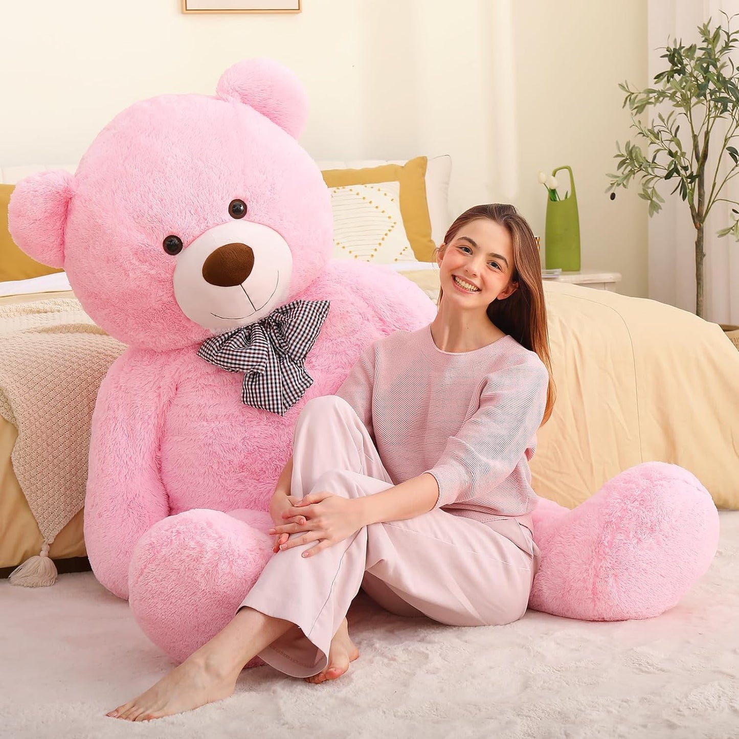 Giant 180 CM Pink Teddy Bear Plush Toys - 6 Feet Teddy Bear Stuffed Animals - Teddy Bear Plushies - Valentine's Day Gift for Girlfriend/Boyfriend - Romantic Confession/Propose Marriage Gift Ideas - Anniversary Gift for Wife/Husband - Teddy Bear Theme Baby Shower - MorisMos Stuffed Animals
