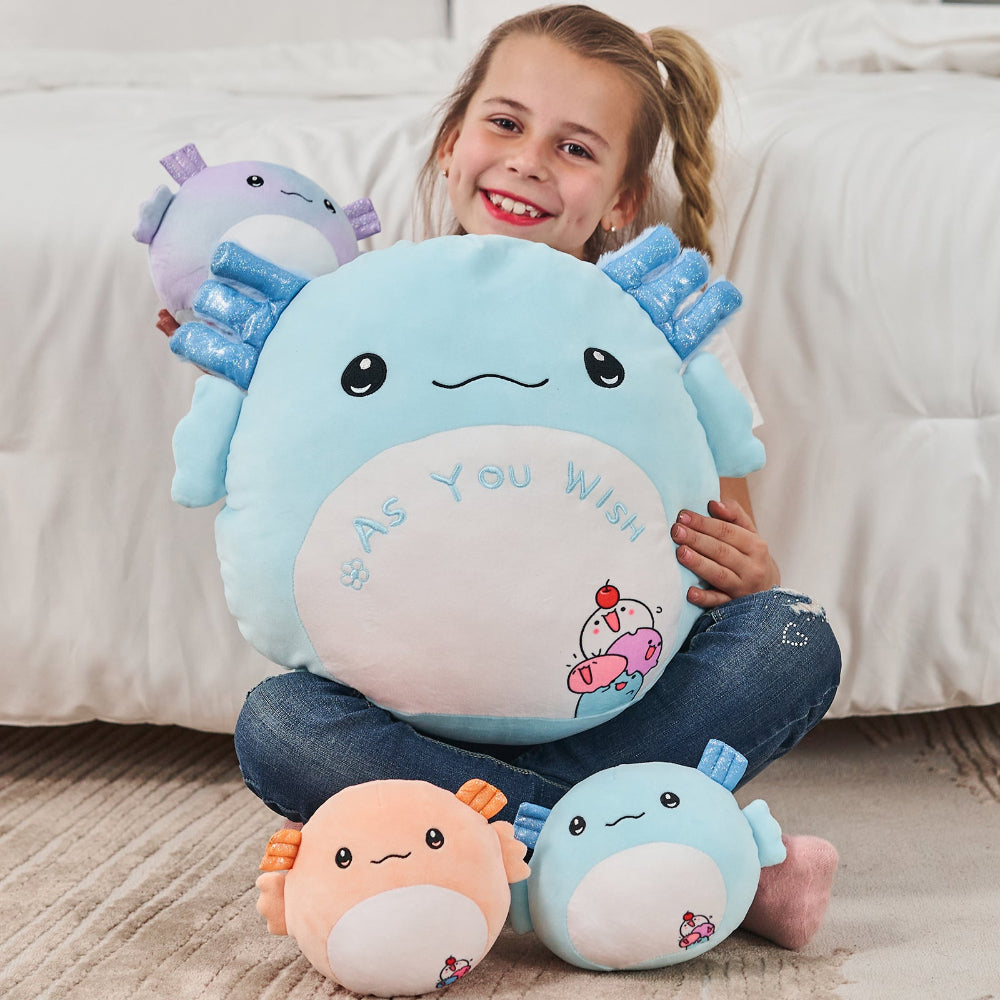 Axolotl Plush Toy with Three Axolotl Babies, 16 Inches