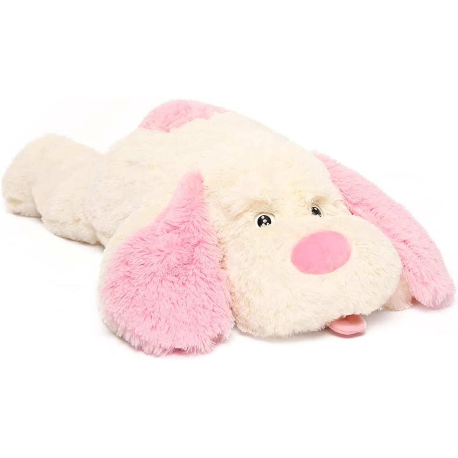 Giant Dog Stuffed Plush Toy, Brown/White/Pink, 31/51 Inches