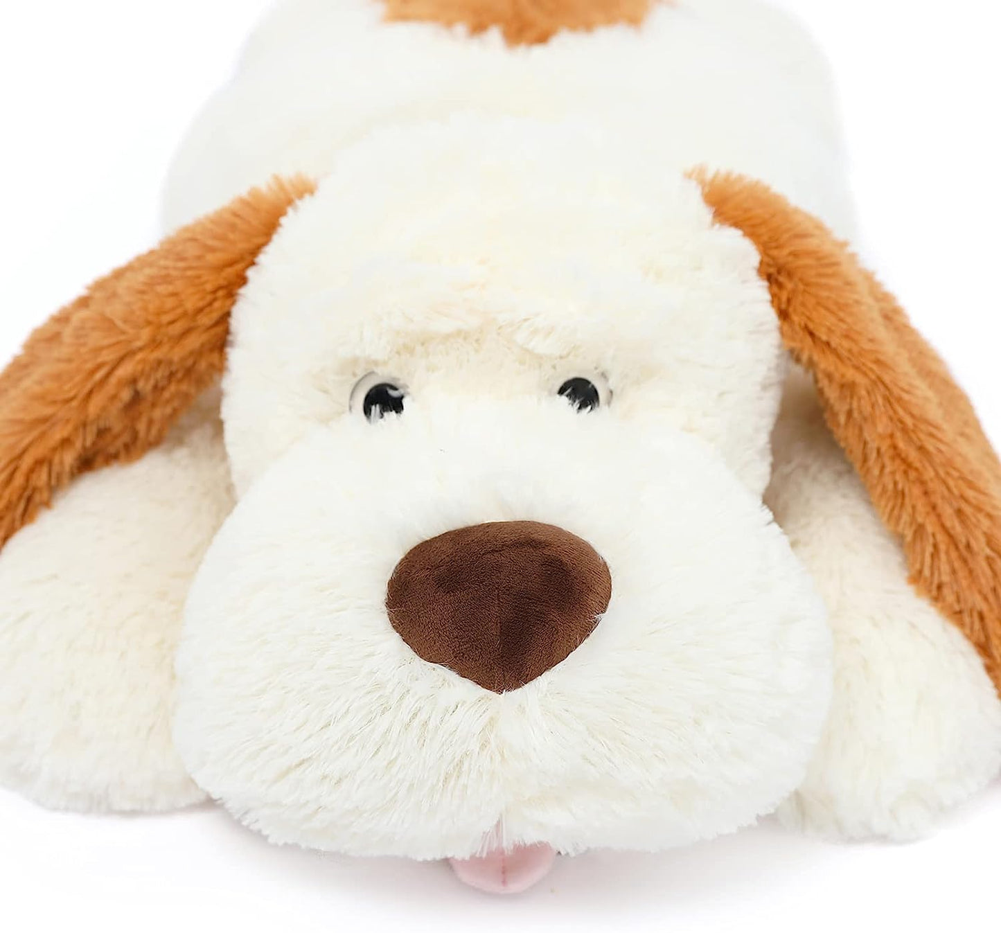 Giant Dog Stuffed Plush Toy, Brown/White/Pink, 31/51 Inches