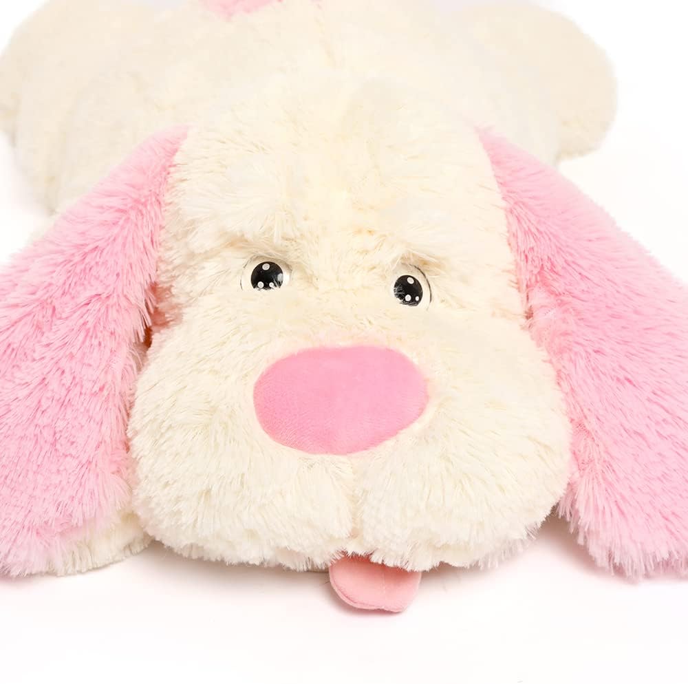 Giant Dog Stuffed Plush Toy, Brown/White/Pink, 31/51 Inches
