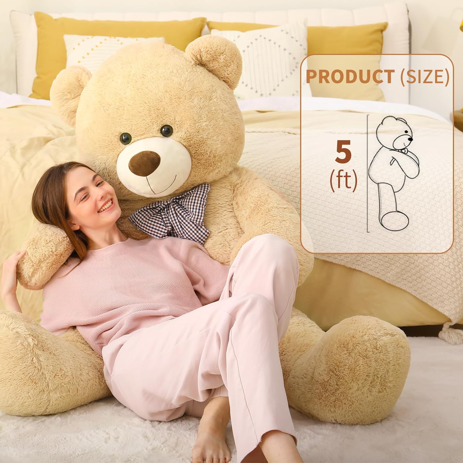 Riesiger Teddybär, Stofftier, hellbraun, 47/55 Zoll