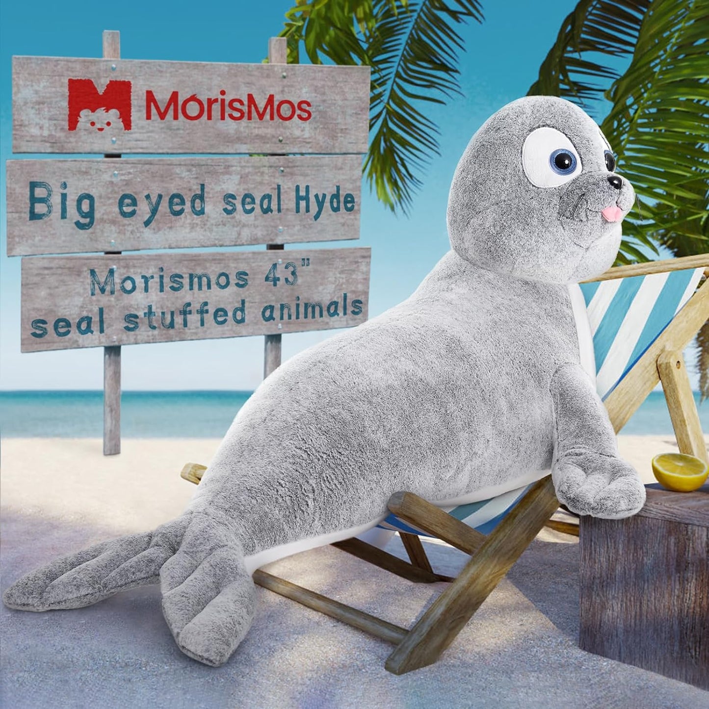 Lifelike Giant Seal Plush Pillows for Children - 4 FT Giant Grey Seal Stuffed Animals - 44 Inch Fuzzy Large Seal Stuffed Animal - Soft Stuffed Seal Toy Cuddly Bedroom Seal Plush - Funny Seal Gifts for Girls Boys - Christmas Birthday Gift for Friends