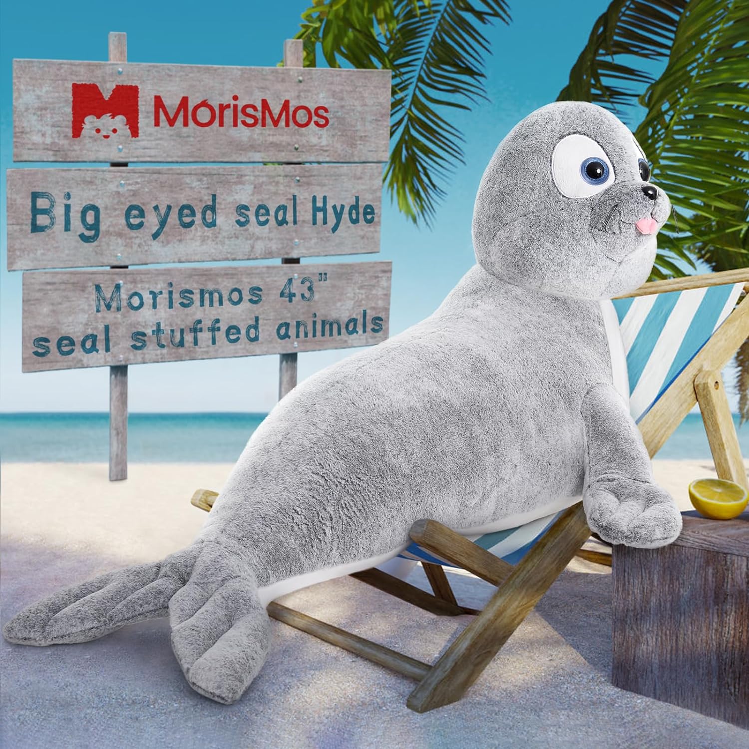 Giant Seal Stuffed Toy, Grey, 44 Inches