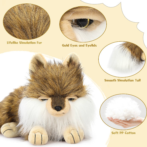 One Big Wolf Plush with Three Small Wolf Babies - Stuffed Animal Babies with Their Mom - Stuffed Animals with Babies in the Belly - Jungle Safari Plush Toys - Realistic Wolf Plush - Lifelike Wolf Plush Dolls - Birthday Baby Shower Christmas Gift for Children