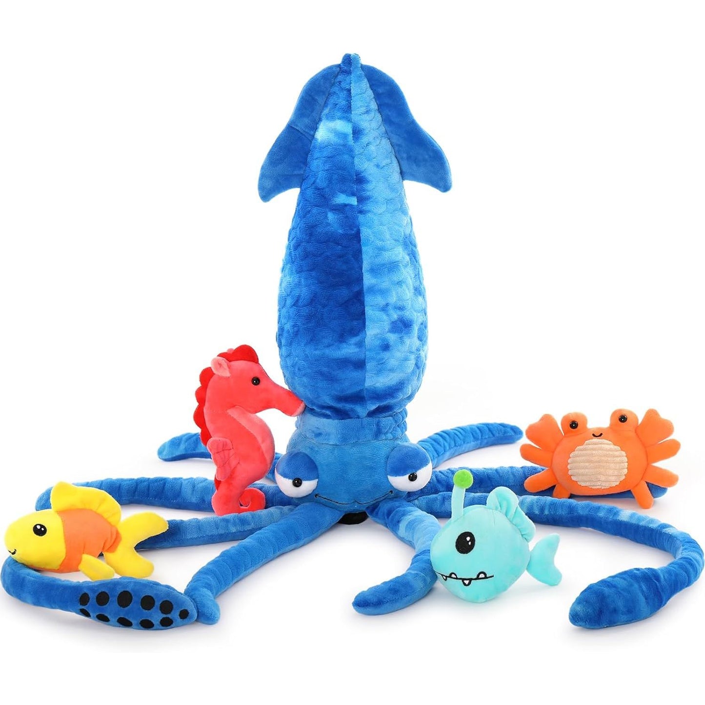 Realistic Squid Plush Toys - Lifelike Cuttlefish Stuffed Animals - Cute Ocean Plush Dolls - Clownfish/Crab/Seahorse/Anglerfish Stuffies - MorisMos Stuffed Animals