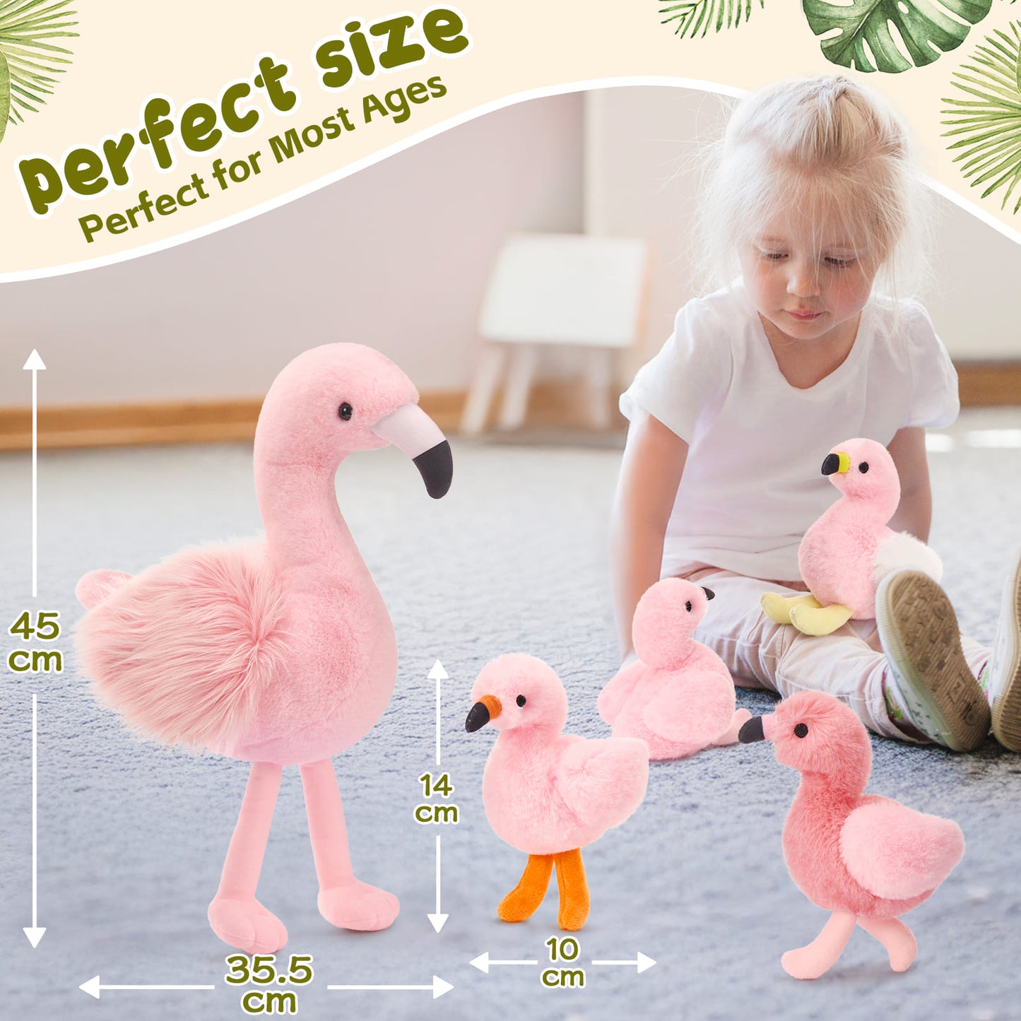 Realistic Pink Flamingo Stuffed Animals - Big 18 Inches Flamingo Plush Toys - Valentine's Day Gift for Girlfriend/Boyfriend - Fluffly Cuddly Plushy Fluffy Toy - Cute Flamingo Cartoon Plush Pillows for Kids - Christmas/Birthday Gift for Children - Stuffed Animal Babies with Their Mom - Stuffed Animals with Babies in the belly - Free Shipping
