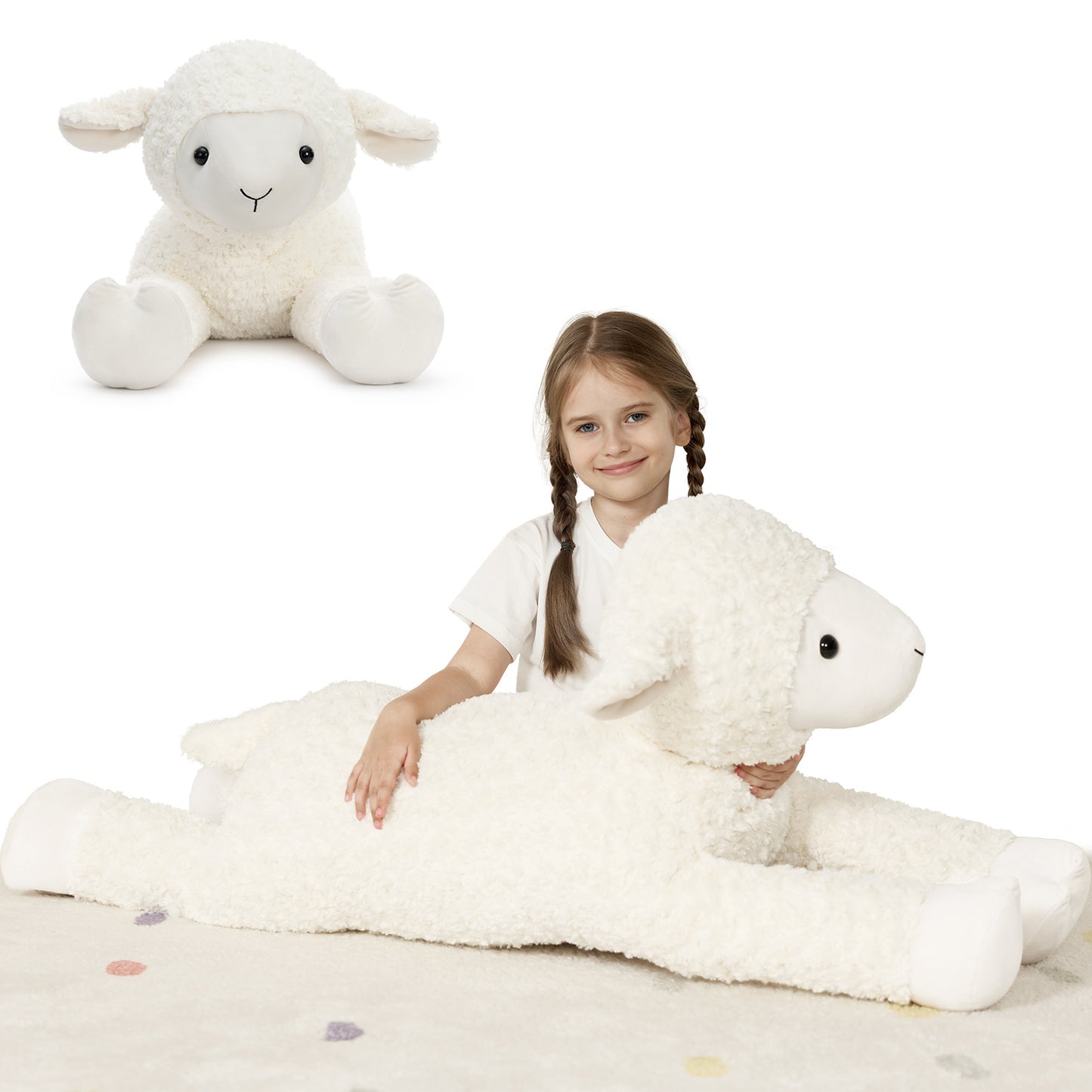 Tezituor 43.3'' Sheep Stuffed Animal Giant Sheep Body Pillow Large Lamb Plush Toy