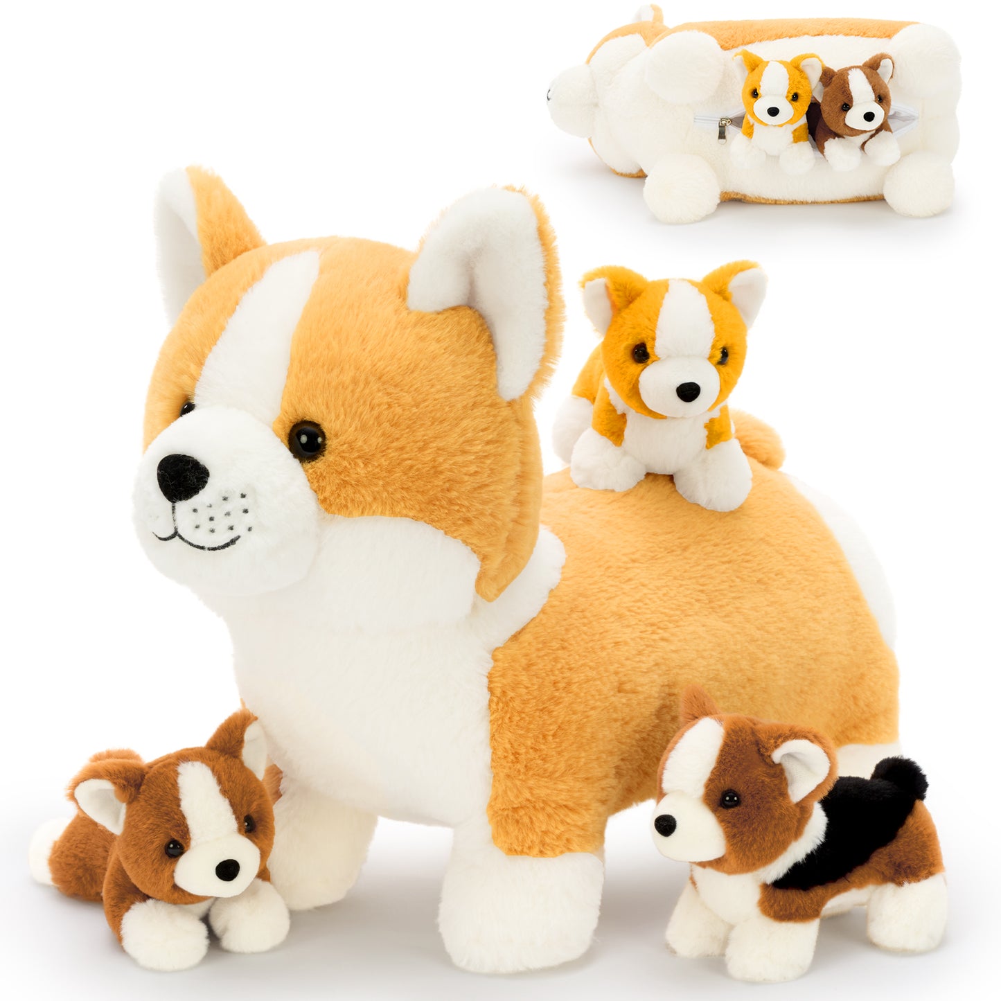MorisMos 4pcs Corgi Stuffed Animal 15.7'' Stuffed Dog Plush Toy