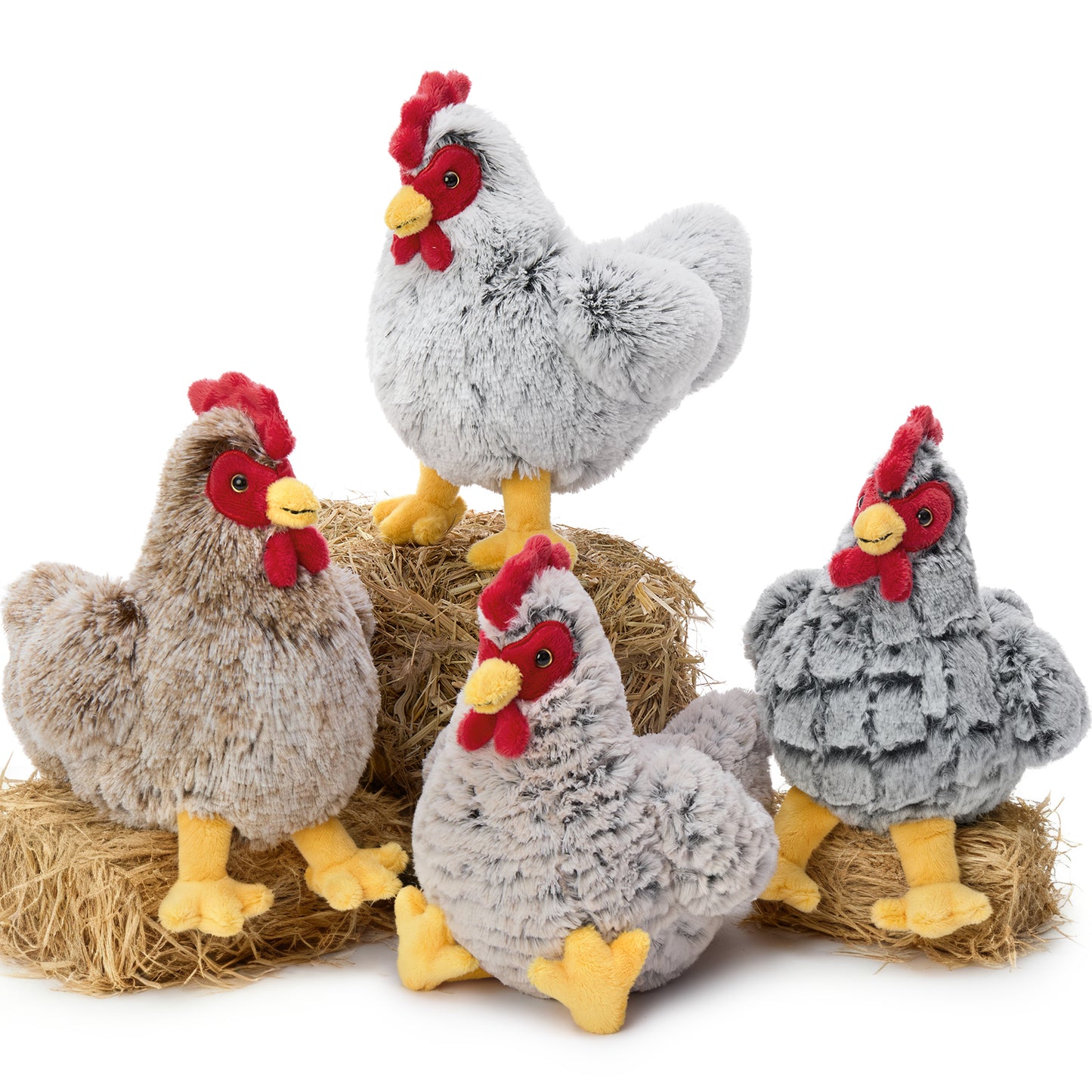 MorisMos 4Pcs Chicken Stuffed Animals Bulk Plush Toy