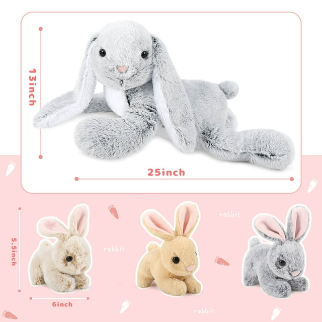 MaoGoLan 24" 4Pcs Bunny Stuffed Animals with 3 Babies Inside Rabbit Plush Toy