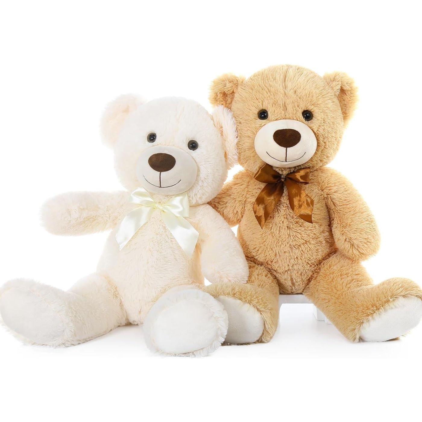 2 Pack Teddy Bear Plush Toys - Light Brown/Beige Teddy Bear Plush  - Teddy Bear Stuffed Animal Bulk for Kids, Carnival Prizes, School Gifts, Valentine's Day Party Favors - 22 Inches Teddy Bear Plush Dolls - Teddy Bear Theme Baby Shower Decoration