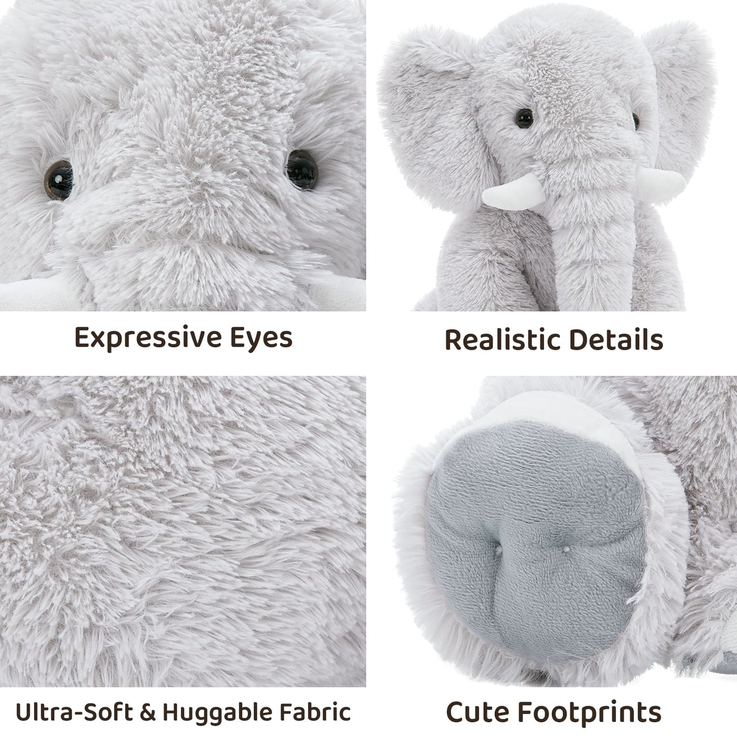 Jouet en peluche éléphant, multicolore, 19 pouces