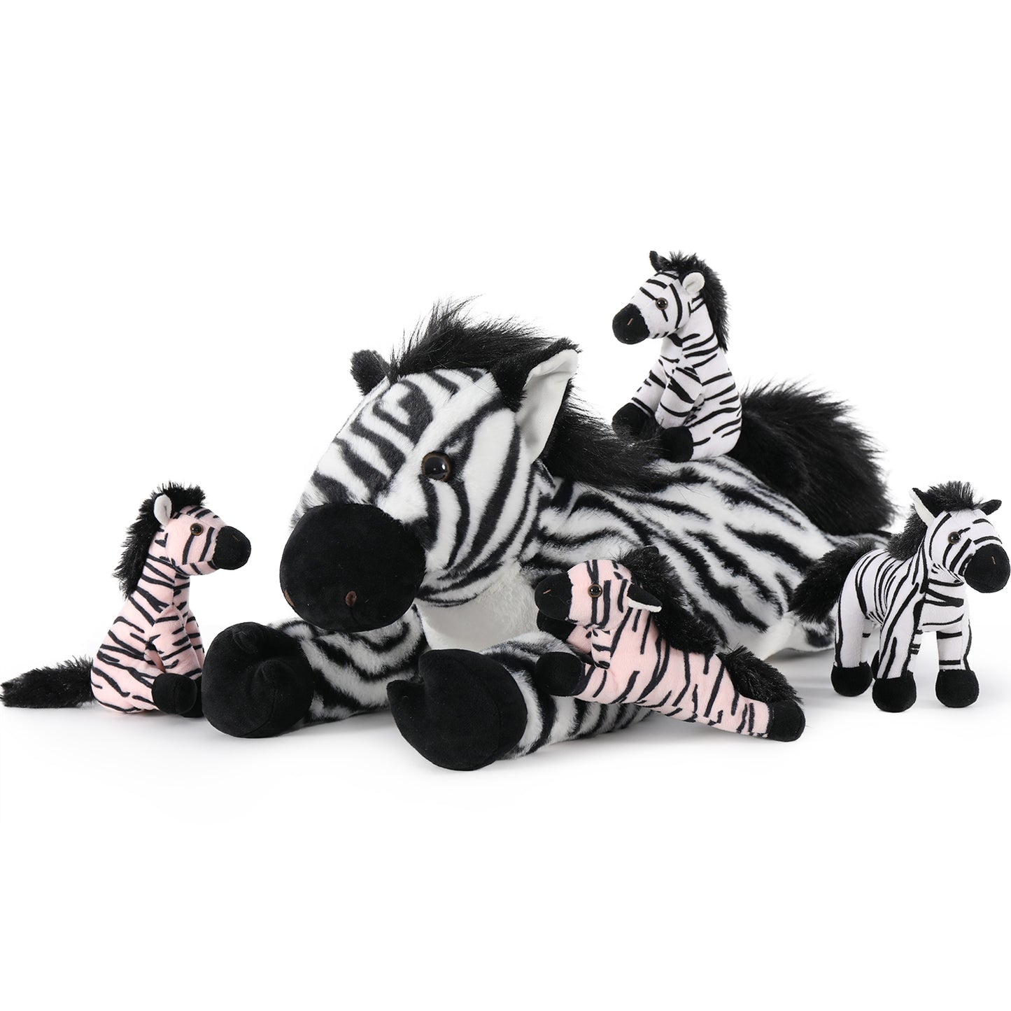 MaoGoLan 25" Giant Zebra Stuffed Animal with 4 Babies Plush Toy