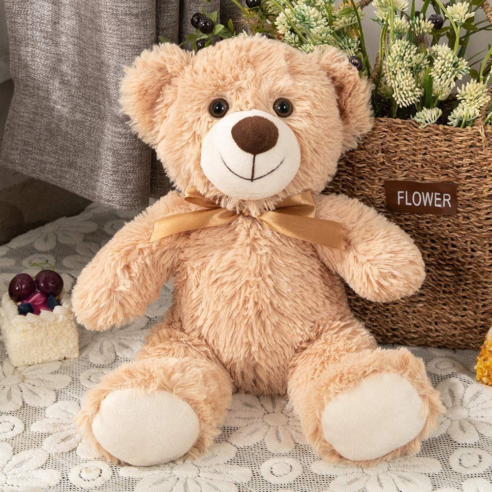 Paquet de 3 oursons en peluche, beige/marron clair/marron foncé, 13,8''