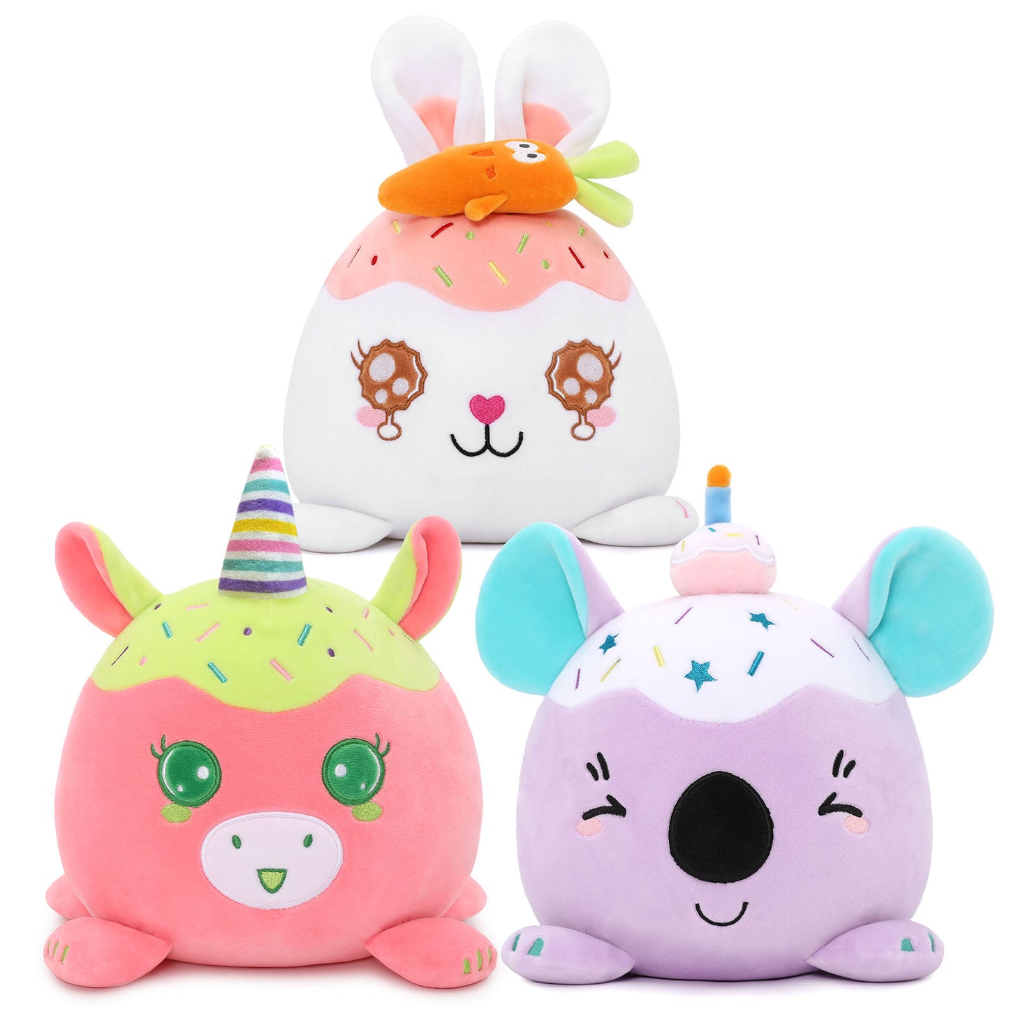 3 jouets en peluche spongieux, 10 pouces