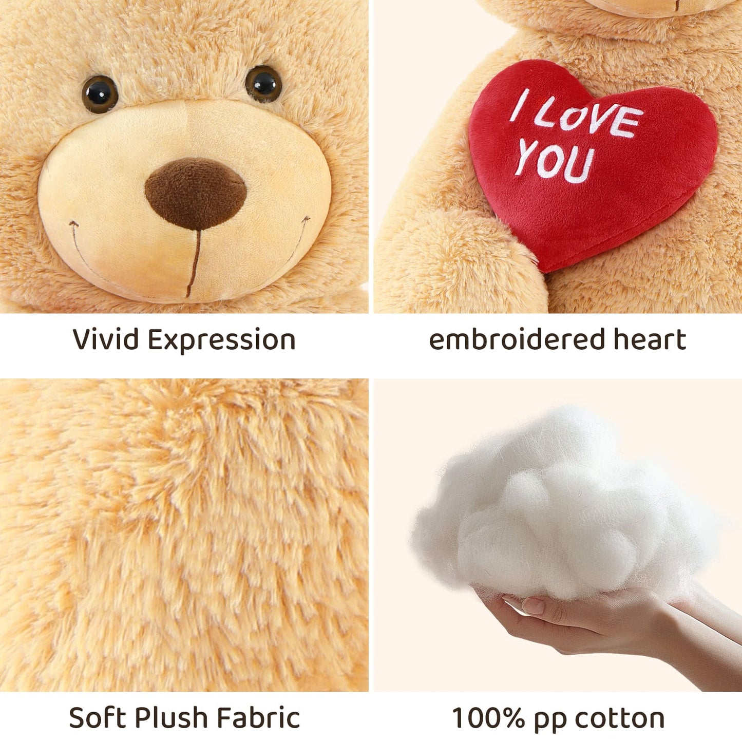 Ours en peluche géant, marron, 6 pieds