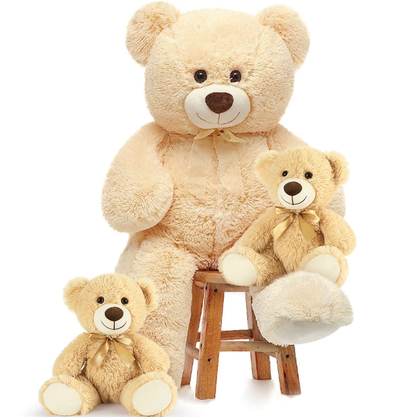MorisMos 35.4'' Giant Teddy Bear with 2 Bears Plush Toy