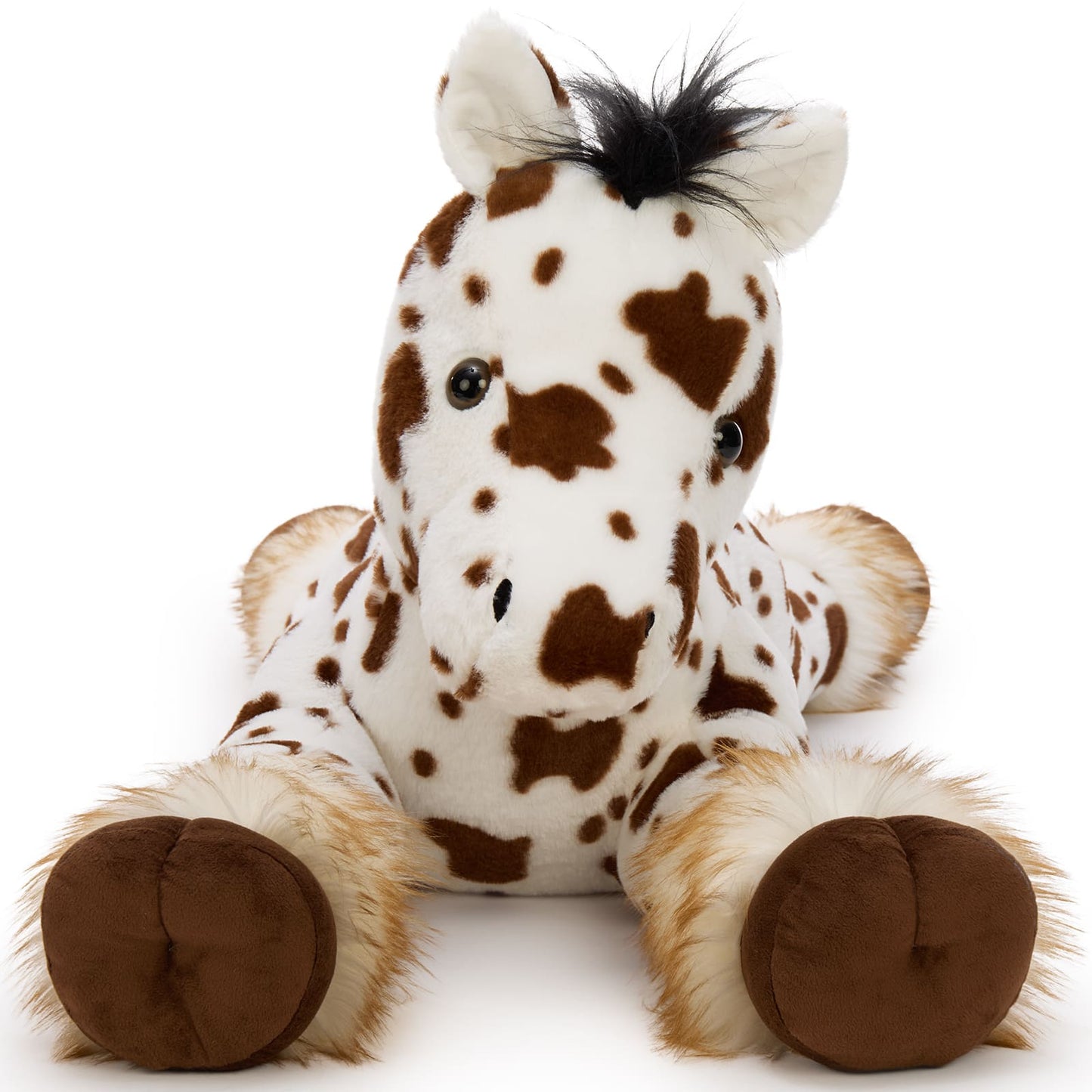 MorisMos 47" Giant Horse Stuffed Animal Plush Pillow - Appaloosa Spotted Stuffed Horse Toy for Girl Boy Kid, Rideable Cuddly Stuffed Pony Plush Gift for Birthday Christmas Baby Shower Decor