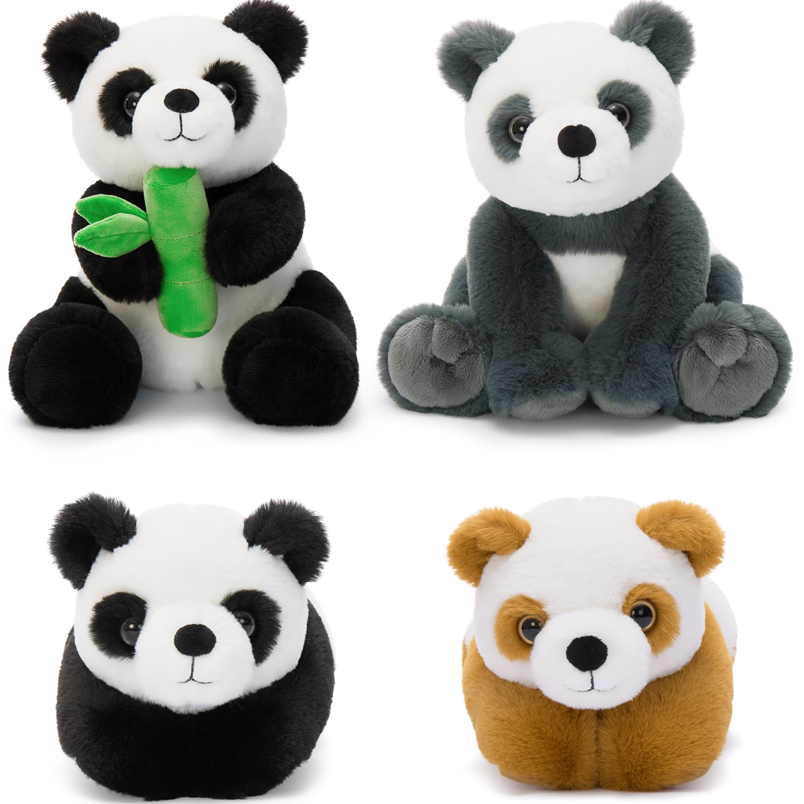 4 PCS Panda Plush Toy Set Stuffed Animal Bundle, 11.8 Inches