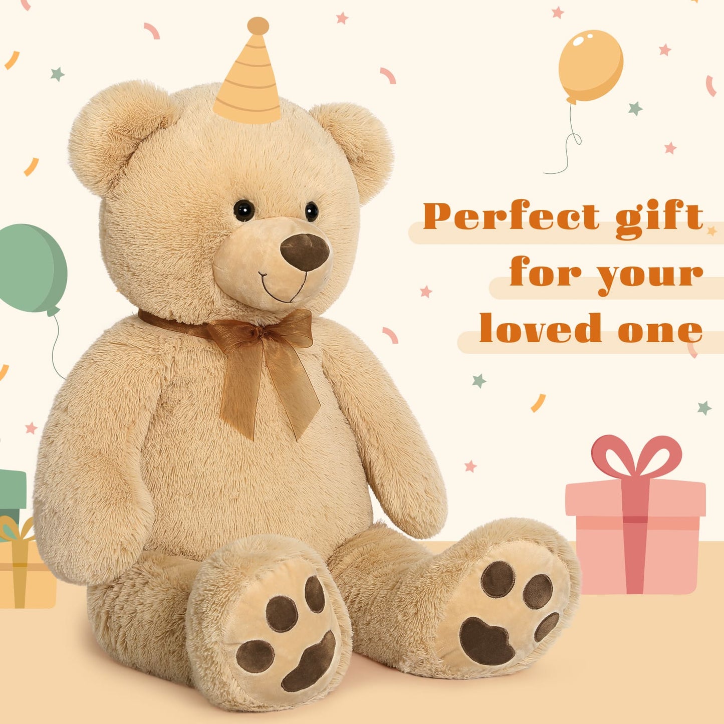Big Teddy Bear Stuffed Animal Toy, Brown, 40 Inches