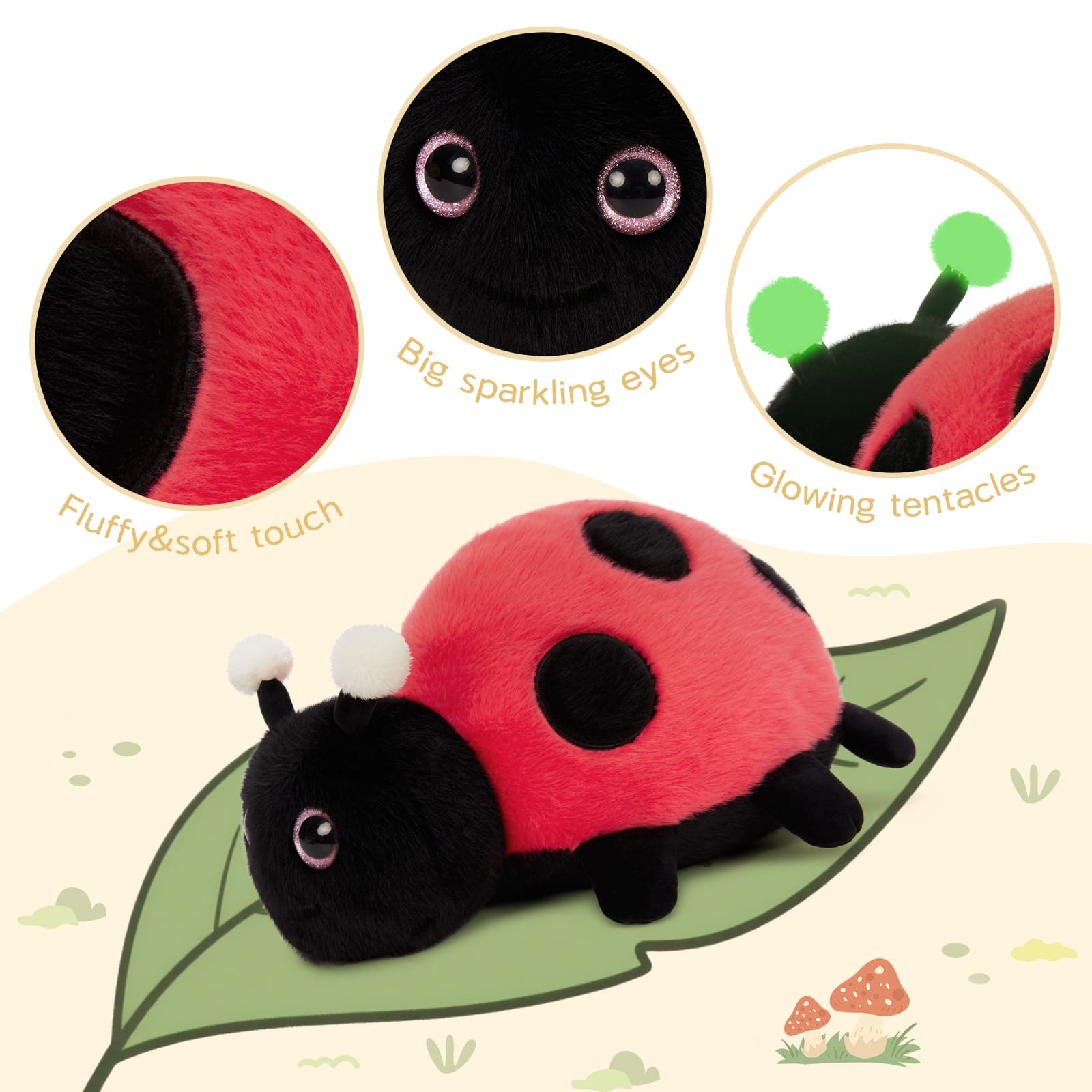 Ladybug Stuffed Animals Insect Plush Toys, 15.7 Inches