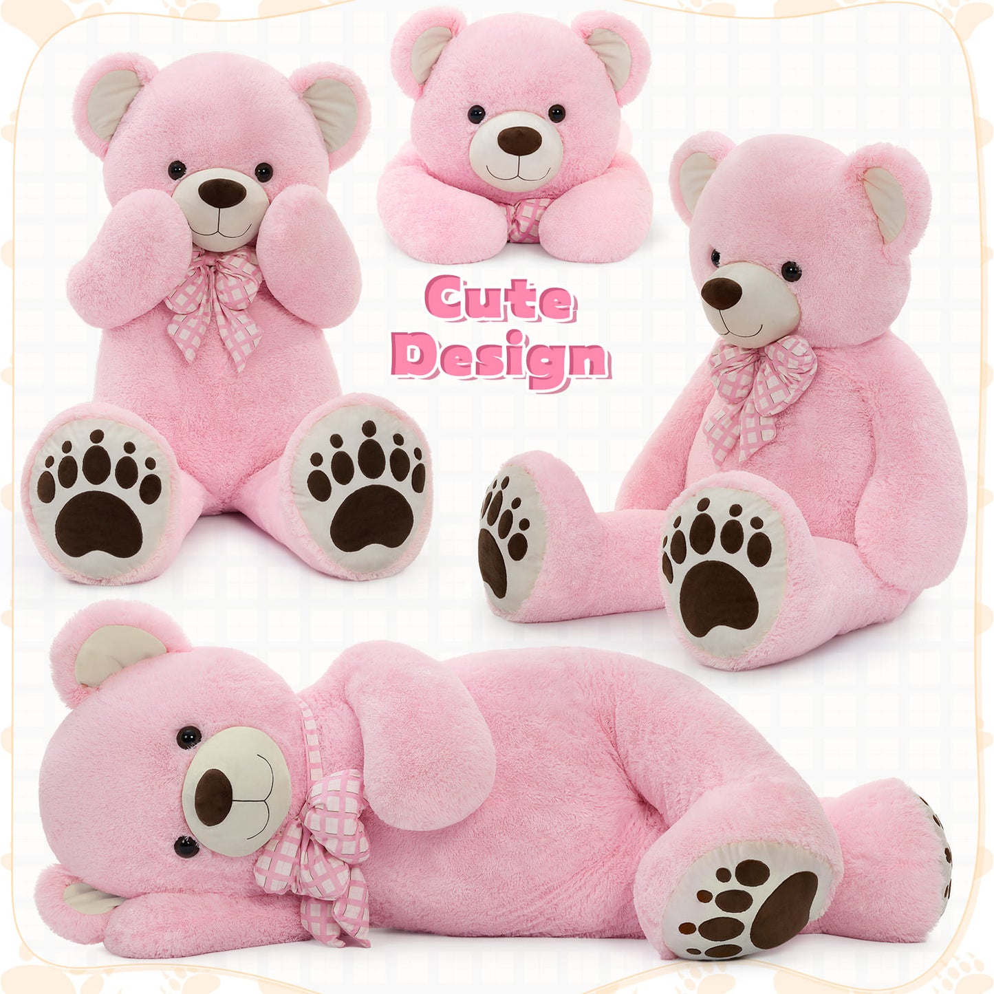 Giant 5 Feet Teddy Bear Stuffed Animals - Premium Quality Teddy Bears - Soft Teddy Bear Gift for Baby Shower - Baby Shower Teddy Bear Favor Ideas