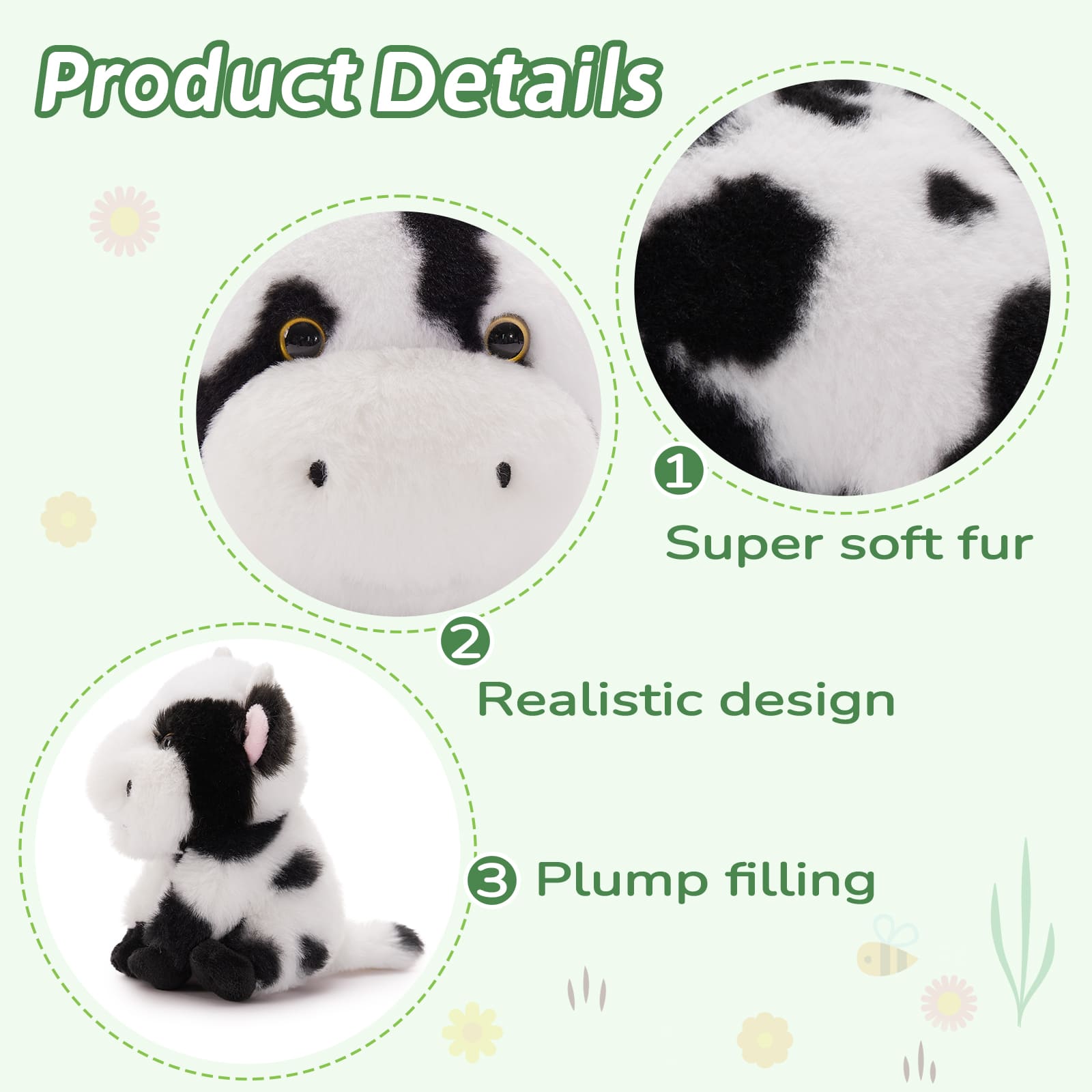 Dairy Cow Stuffed Animals Cow Plush Toys, 16 Inches