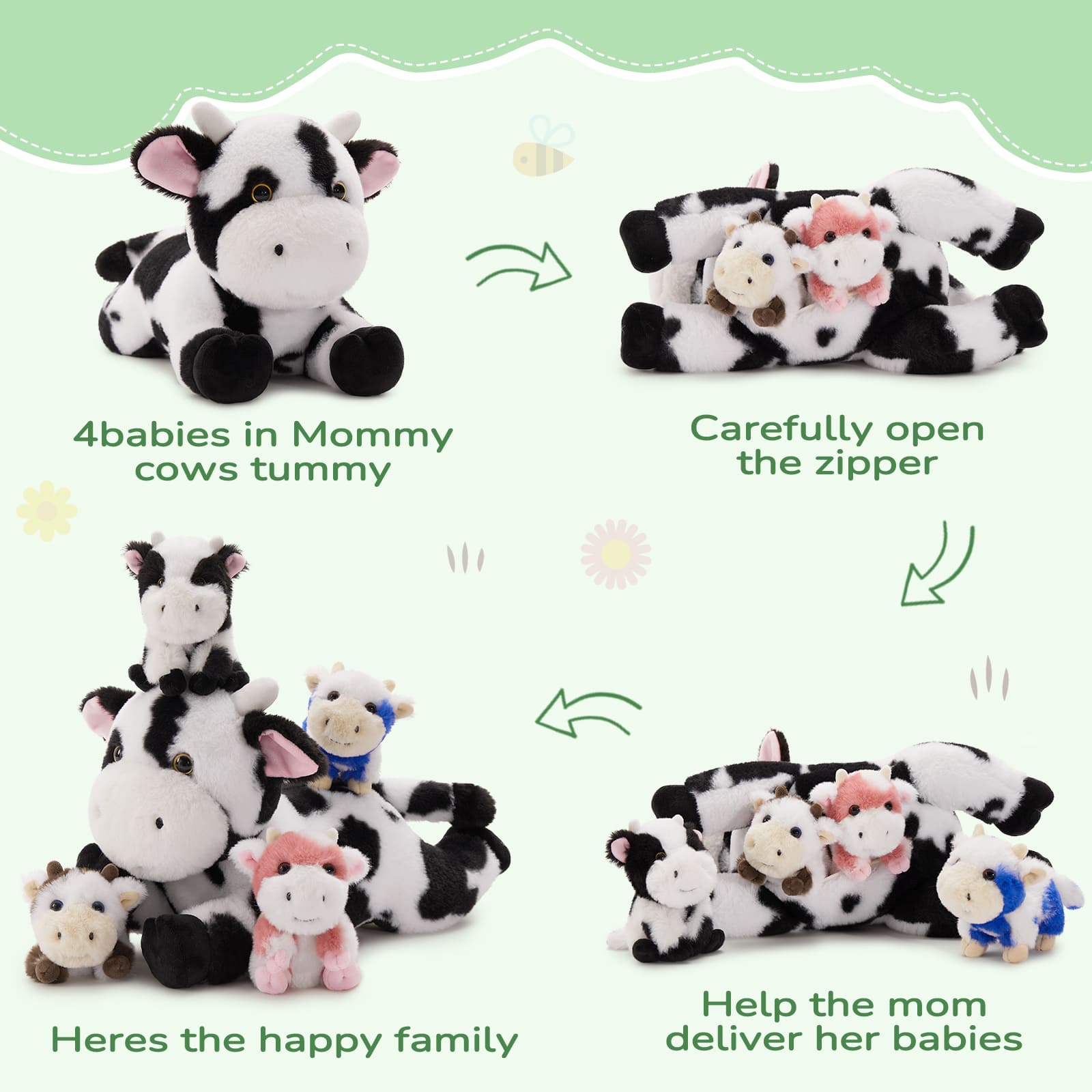 Dairy Cow Stuffed Animals Cow Plush Toys, 16 Inches