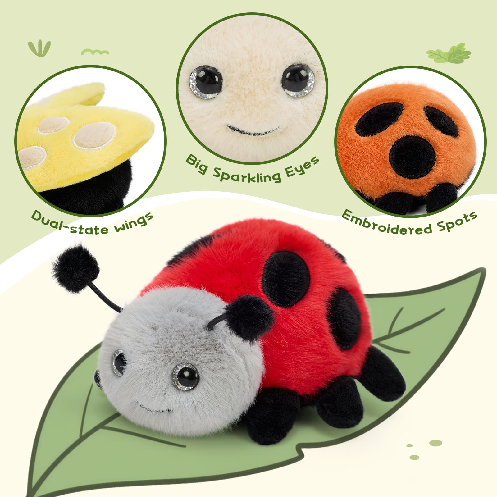 6 PCS Ladybug Plush Toy Set Soft Stuffed Animal Ladybugs, 4.72 Inches