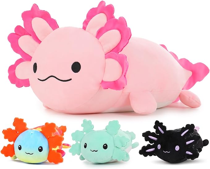 MaoGoLan 23.5" Giant Axolotl Stuffed Animals with 3 Babies Inside Large Axolotl Plush Toy