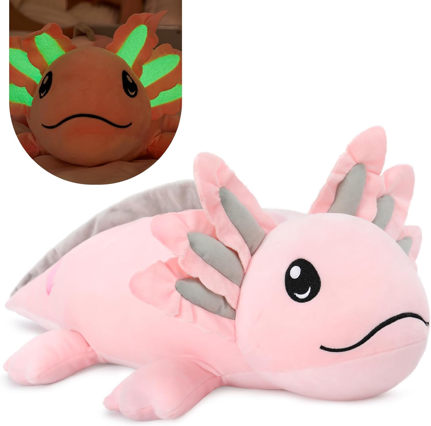 MaoGoLan 31.5" Glow in The Dark Axolotl Stuffed Animals Giant 4lbs Weighted Axolotl Plush Toys