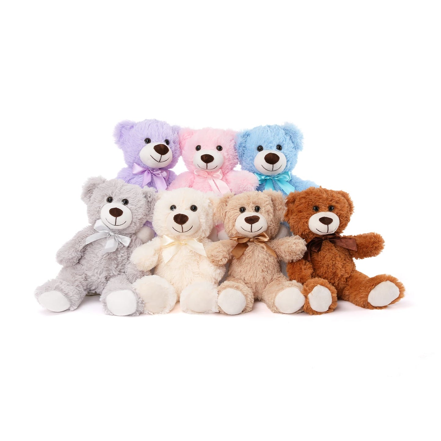 Jouets en peluche ours en peluche 7 pièces, sept couleurs, 13,8 pouces