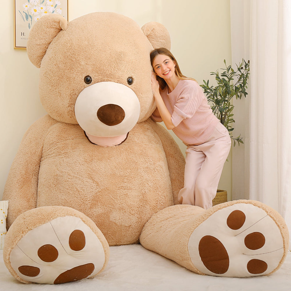 Life Size Teddy Bear Plush Toys - Light Brown Teddy Bear Plush Toy - 8.5 ft Massive Teddy Bear Stuffed Animal Toys - Jumbo Teddy Bear for Girlfriend/Boyfriend - Valentine's Day Teddy Bears & Gift - Teddy Bear Theme Baby Shower - Oversized Cuddly Soft Toys