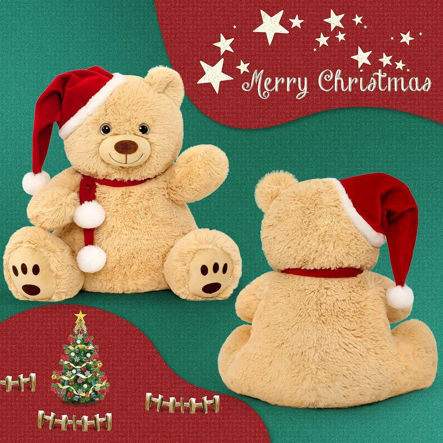 Jouet en peluche ours en peluche de Noël, 16 pouces