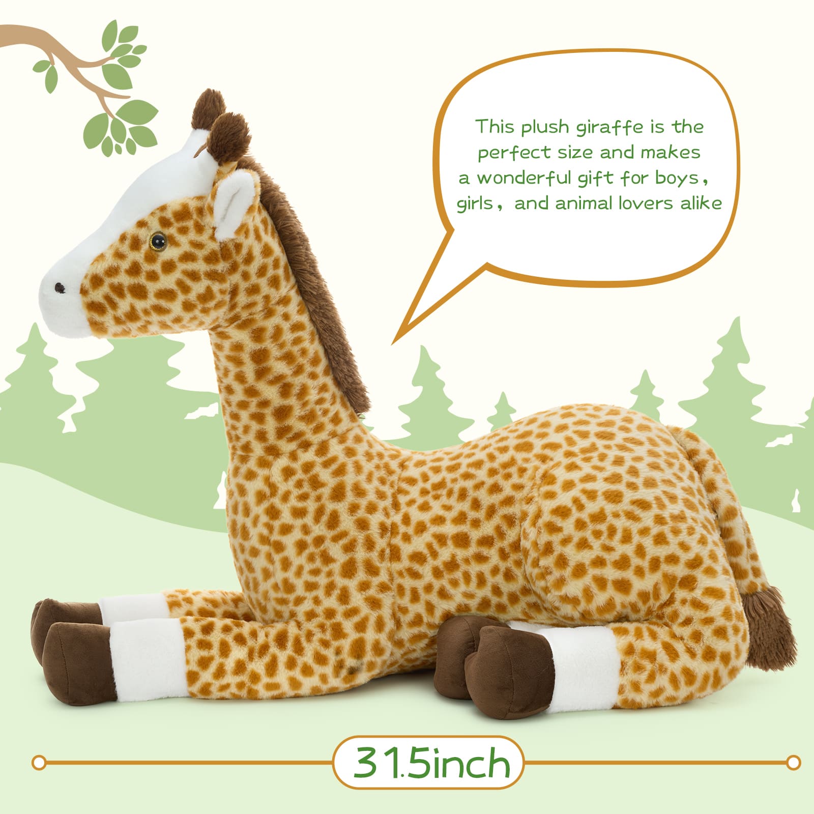 Giant Plush Giraffe Stuffed Animal Jumbo Safari Toy, 31.5 Inches