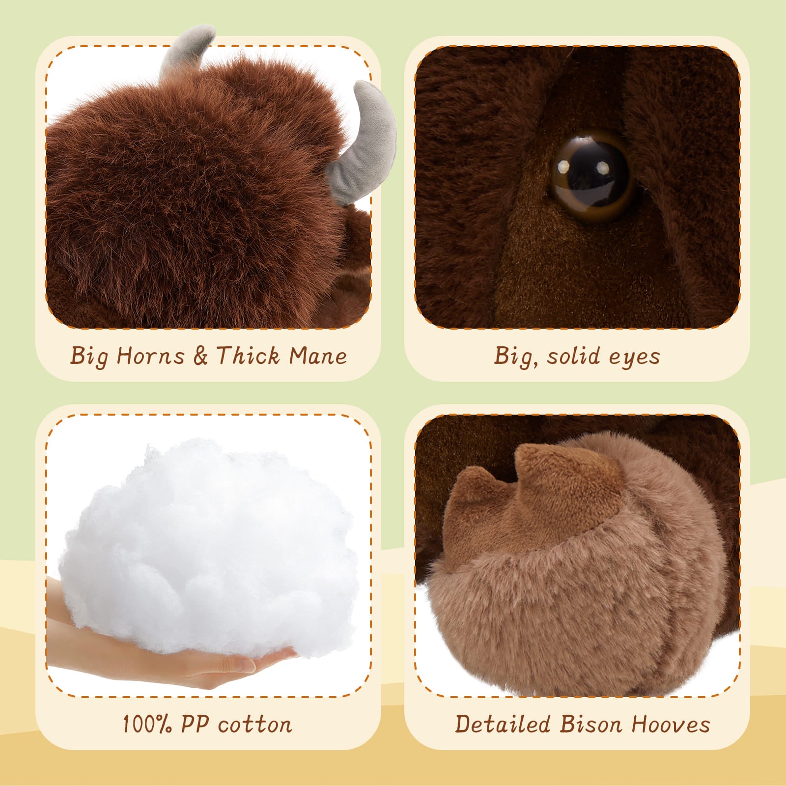 Bison Stuffed Animals with 3 Babies Inside, Dark Brown, 18 Inches