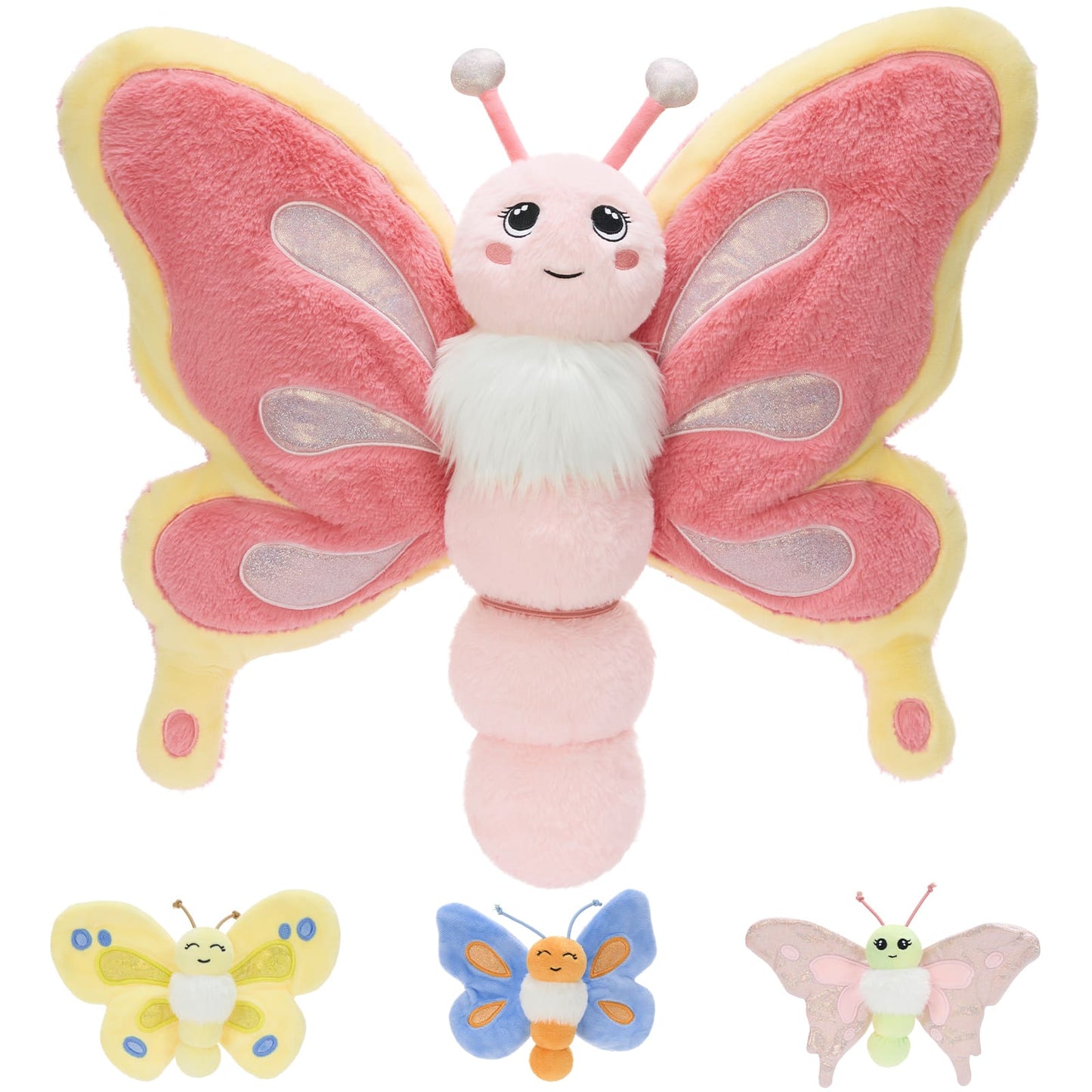 Large butterfly plush pillow soft cuddly stuffed animal toy ideal for bedroom decor and cozy snuggle companion