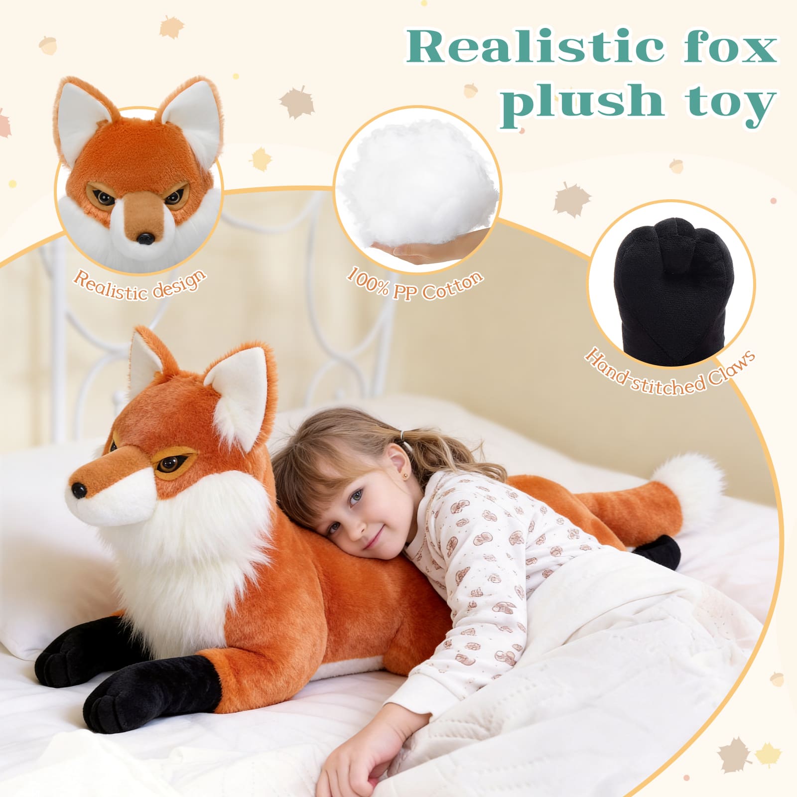 Fox Plush Toys Jungle Stuffed Animals, Reddish-brown, 31 Inches