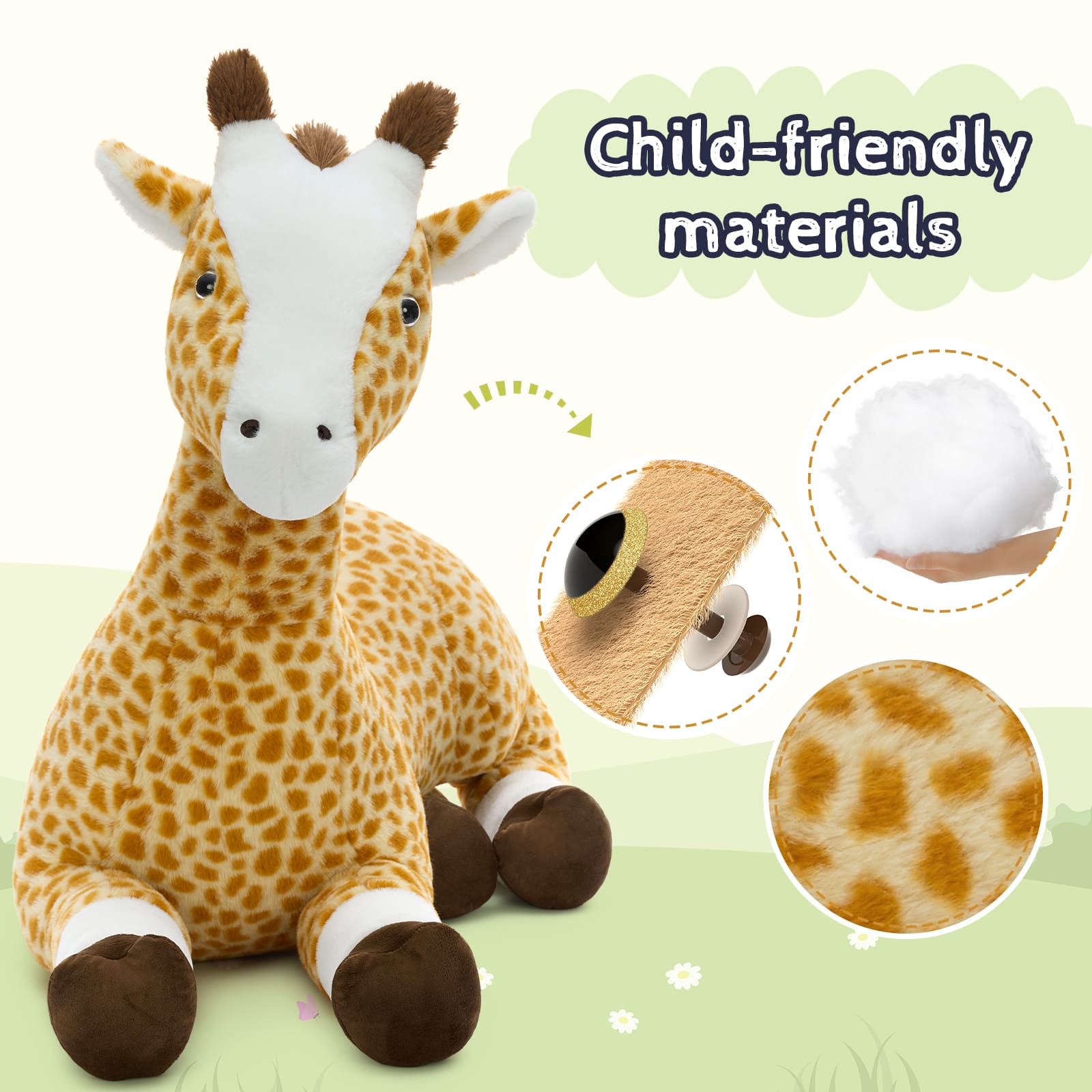 Giant Plush Giraffe Stuffed Animal Jumbo Safari Toy, 31.5 Inches
