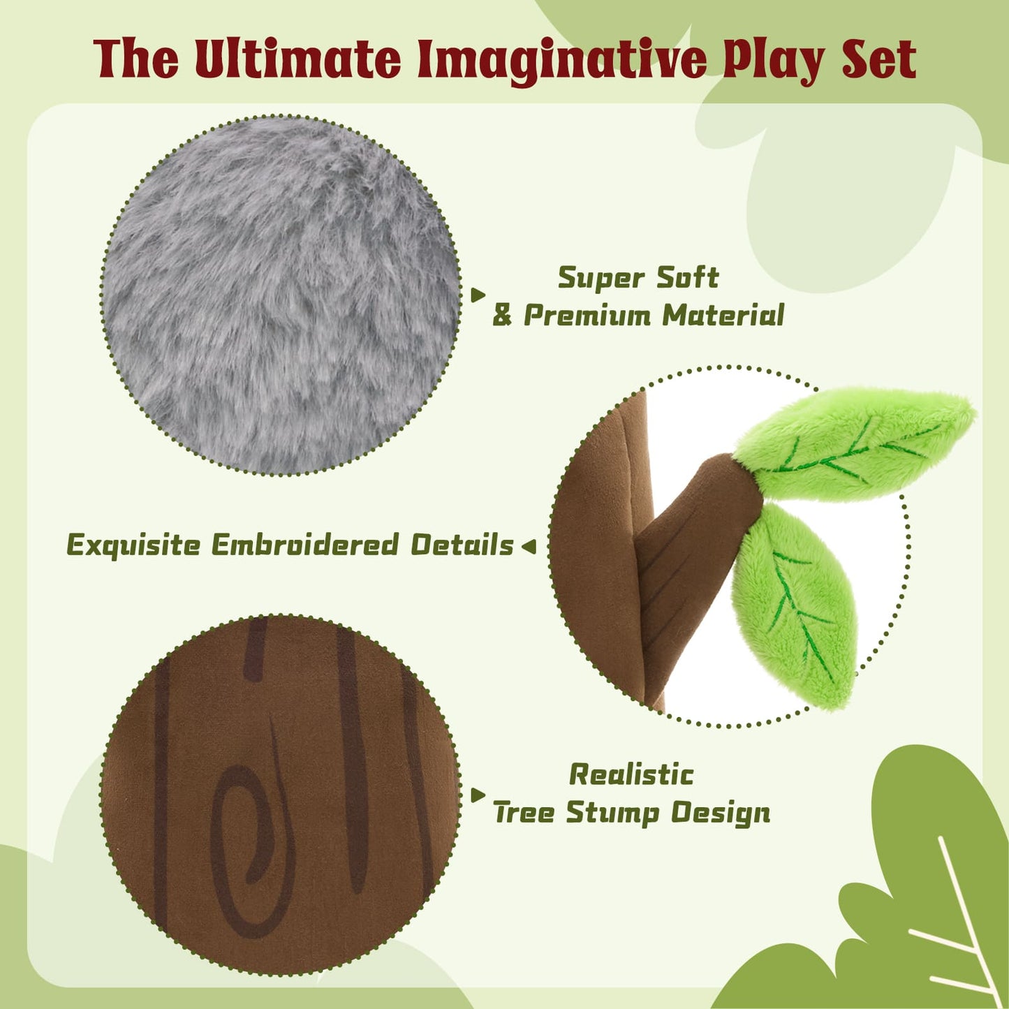 Stuffed Koala with Tree Stump Plush Toy Set, 11.8 Inches