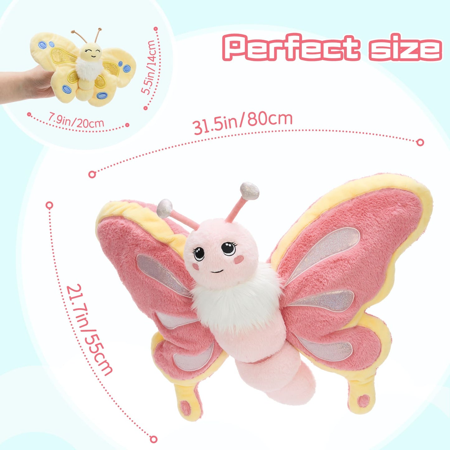 Adorable kawaii butterfly plush doll with pastel colors perfect gift for kids toddlers and baby shower