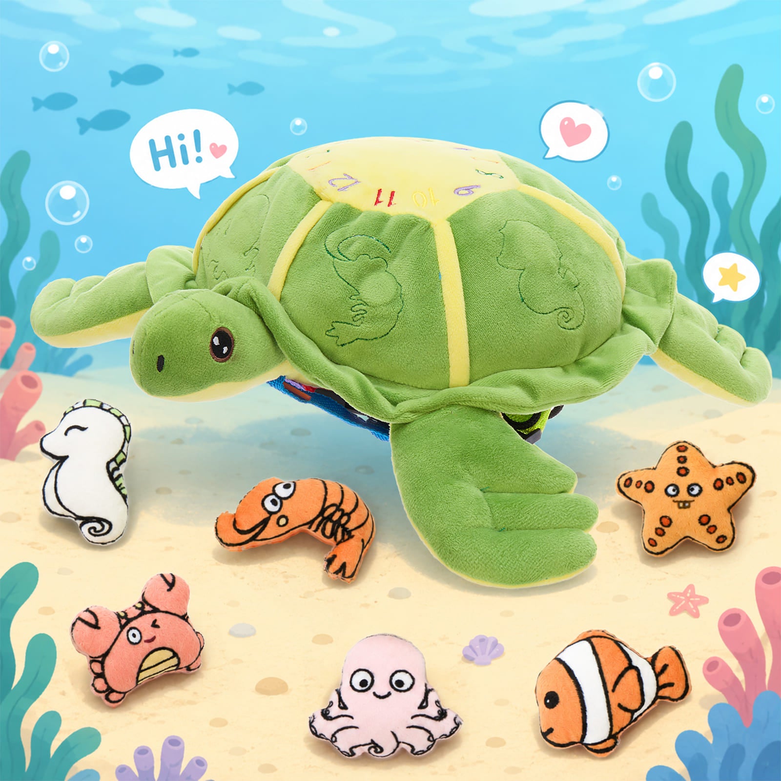 Montessori Sensory Turtle Plush Toy Busy Board Learning Toy