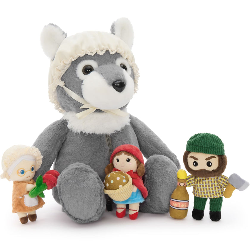 Storybook Character Plush Toy Set – Little Girl, Grandma & Wolf Stuffed Dolls